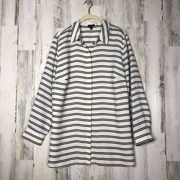 Talbots Tops - Talbots Womens Blue Striped Button Down Shirt 1X